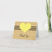 Woodgrain Mod Heart Hartelijk dank U Kaart, Geel Bedankkaart (Voorkant)