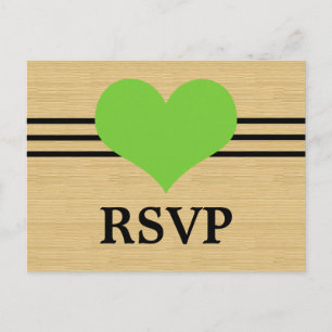 Woodgrain Mod Heart RSVP Briefkaart, groen Uitnodiging Briefkaart