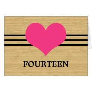 Woodgrain Mod Heart Table Number Kaart, Roze