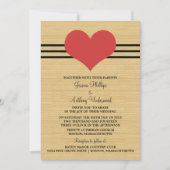 Woodgrain Mod Heart Wedding Invite, Red Kaart (Voorkant)