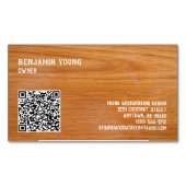 Woodgrain Oak Style Seven Line Custom QR Code Magnetisch Visitekaartje (Voorkant)