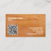 Woodgrain Oak Style Seven Line Custom QR Code Visitekaartje (Voorkant)