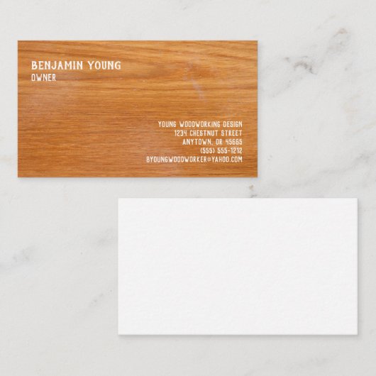 Woodgrain Oak Style Seven Line Custom Visitekaartje (Voorkant / Achterkant)
