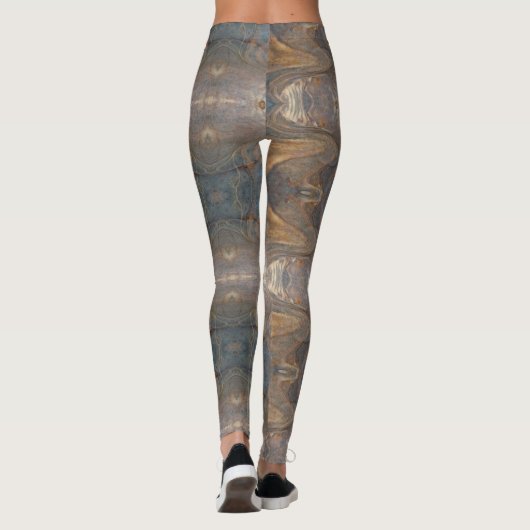 Woodgrain Pattern Neutral Brown Striped Abstract Leggings (Achterkant)