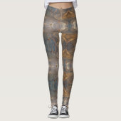 Woodgrain Pattern Neutral Brown Striped Abstract Leggings (Voorkant)