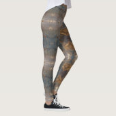 Woodgrain Pattern Neutral Brown Striped Abstract Leggings (Rechts)