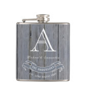 Woodgrain Rustic Light Grey  Monogram Heupfles (Voorkant)