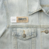 Woodgrain Rustic Medewerker Bedrijf Logo Blue ID Naamplaatje (In situ)