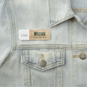 Woodgrain Rustic Medewerker Bedrijf Logo Green ID Naamplaatje (In situ)