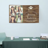 Woodgrain Rustic Wood Photo Template Afstuderen Spandoek (Beurs)