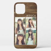Woodgrain Rustic Wood Selfie Foto Collage Case-Mate iPhone Case (Achterkant)