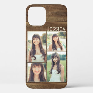 Woodgrain Rustic Wood Selfie Foto Collage Case-Mate iPhone Case