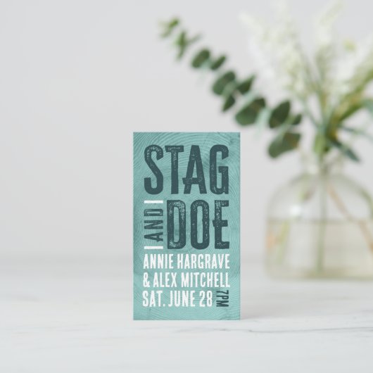 Woodgrain Stag en Doe Ticket (Staand voorkant)