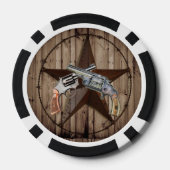 Woodgrain texas ster cowboy western land pistool pokerchips (Achterkant)