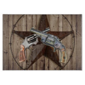 Woodgrain texas ster cowboy western land pistool snijplank (Voorkant)