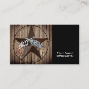 Woodgrain texas ster cowboy western land pistool visitekaartje