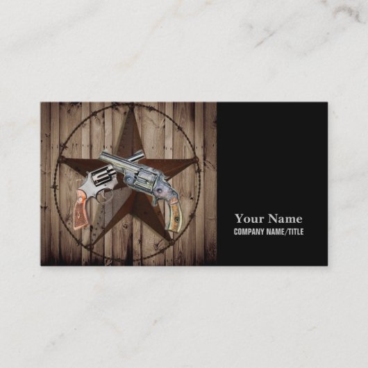 Woodgrain texas ster cowboy western land pistool visitekaartje (Voorkant)
