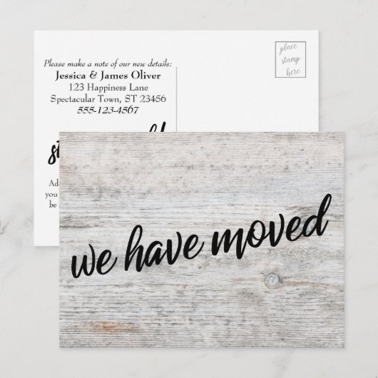 Woodgrain We hebben Verandering van Adres verplaat Briefkaart (Voorkant / Achterkant)