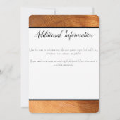 Woodgrain Wedding Invitation Kaart (Achterkant)