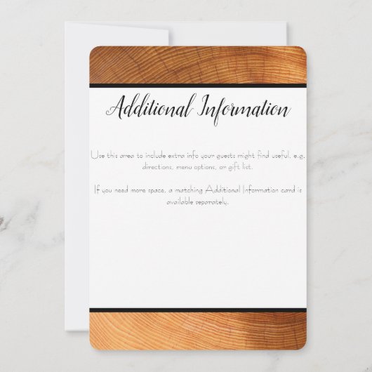 Woodgrain Wedding Invitation Kaart (Achterkant)