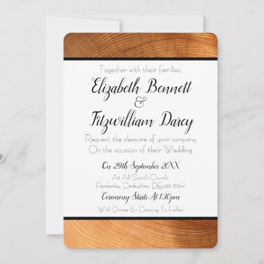 Woodgrain Wedding Invitation Kaart (Voorkant)