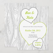 Woodgrain Wedding Invitting - Licht groen, grijs Kaart (Voorkant / Achterkant)