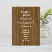 Woodgrain wedding photo invitation kaart (Staand voorkant)