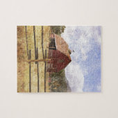 Woodgrain Western Country Farm Primitive Red Barn Legpuzzel (Horizontaal)
