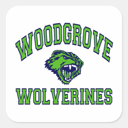 Woodgrove Wolverines Vierkante Sticker (Voorkant)