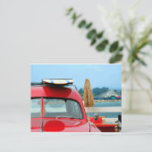 Woodie op het strand briefkaart (Staand voorkant)