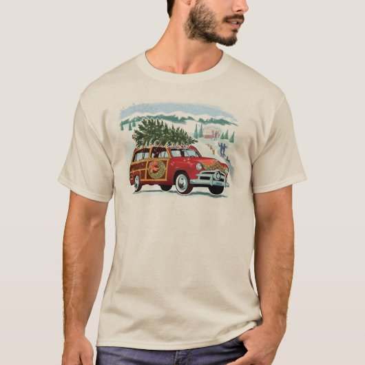  Woodie Wagon + Kerstboom T Shirt (Voorkant)