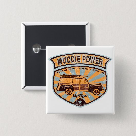 Woodie Wagon Vierkante Button 5,1 Cm (Voorkant /achterkant)