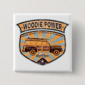Woodie Wagon Vierkante Button 5,1 Cm (Voorkant)