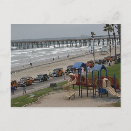 Woodies op het strand briefkaart (Voorkant)