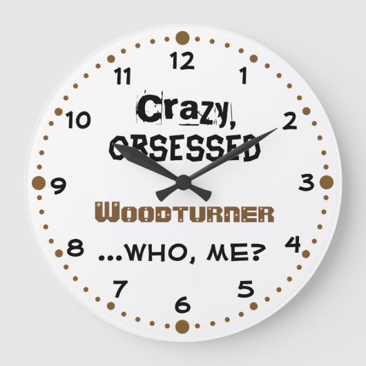 Woodkeertand Clock Crazy Woodturner Grote Klok (Voorkant)