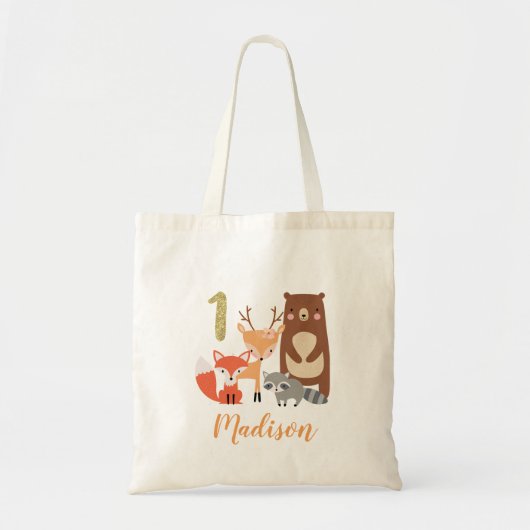 Woodland 1st Birthday Canvas tas (Voorkant)