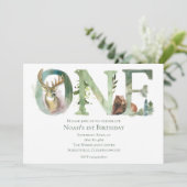 Woodland 1st Birthday Invitation Kaart (Staand voorkant)