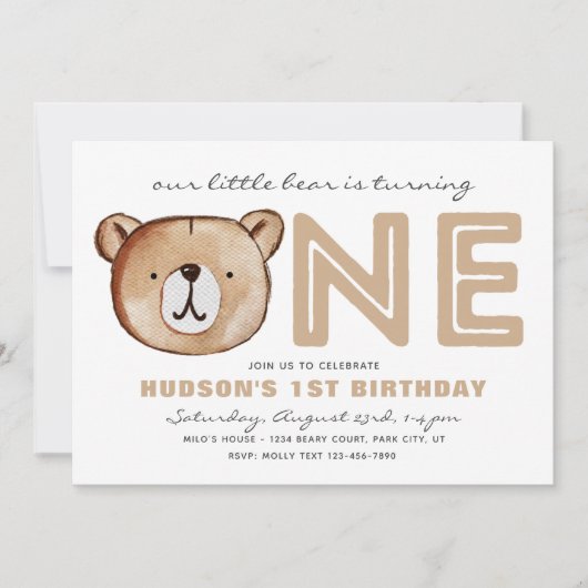 Woodland 1st Birthday Invitation | Uitnodiging tot (Voorkant)