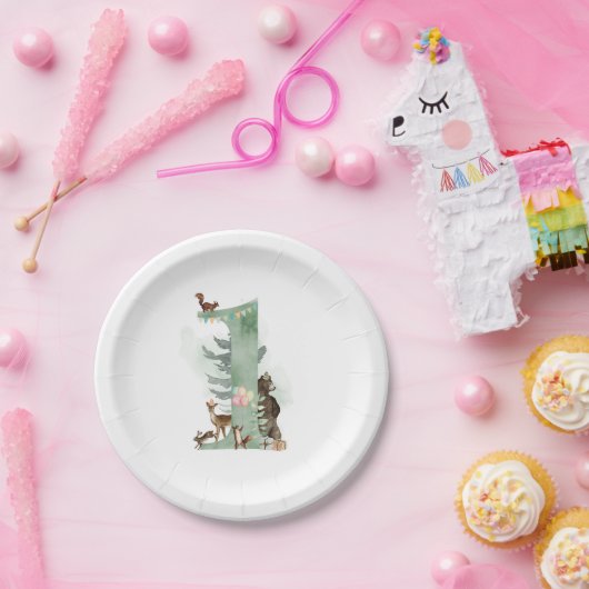 Woodland 1st Birthday Paper Bord (Feest)