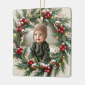 Woodland 1st First Christmas Baby Photo Keramisch Ornament (Links)