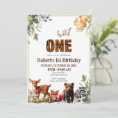 Woodland 1st Wild One Forest Dieren Verjaardag Kaart (Staand voorkant)