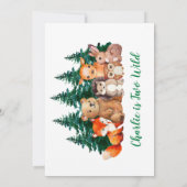 Woodland 2e verjaardag Forest Animals Green Script Kaart (Achterkant)