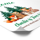 Woodland 2e verjaardag Forest Animals Welkomstteke Poster (Hoek)