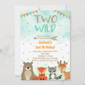 Woodland 2nd Birthday Invitation, Two Wild Invite Kaart (Voorkant)