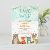 Woodland 2nd Birthday Invitation, Two Wild Invite Kaart (Staand voorkant)