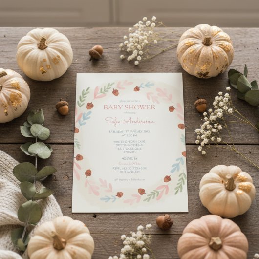 Woodland Acorn Baby Shower Invitation Kaart