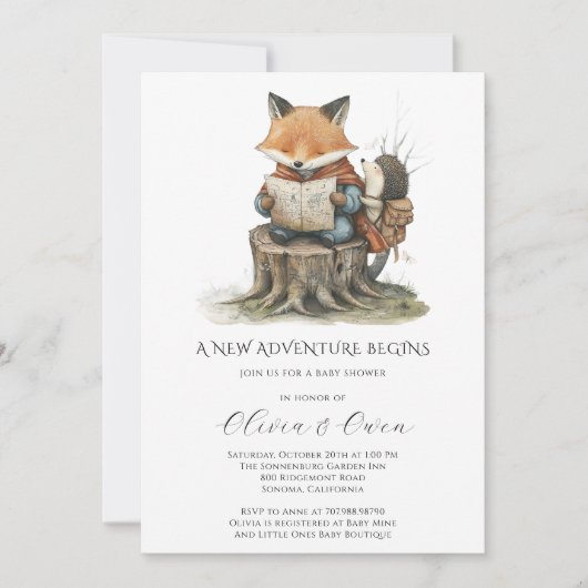 Woodland Adventure Baby Shower Kaart (Voorkant)