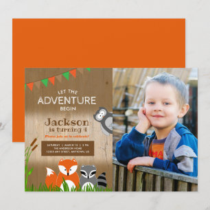 Woodland Adventure Dieren   Foto Verjaardagsfeest Kaart