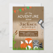 Woodland Adventure Dieren | Verjaardagsfeestje Kaart (Voorkant)
