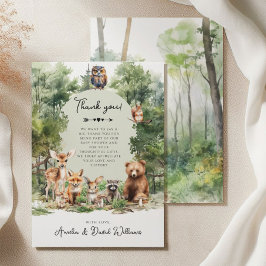 Woodland Adventure Forest Animals Baby shower Bedankkaart